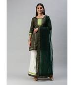 Women Green Bandhani Printed Panelled Gotta Patti Kurta with with Kali Palazzo & With Dupatta