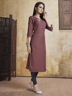Light-brown printed rayon pakistani-kurtis 2