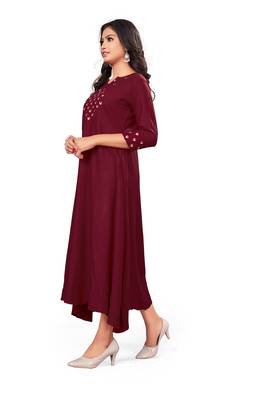 Maroon embroidered rayon embroidered-kurtis 2