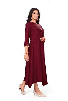 Maroon embroidered rayon embroidered-kurtis 3
