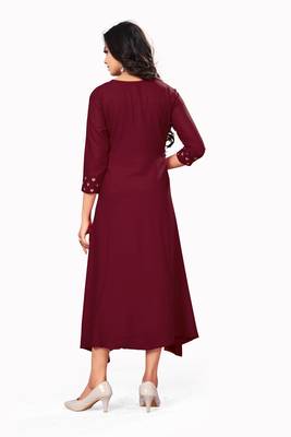 Maroon embroidered rayon embroidered-kurtis 4