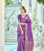 Light purple woven silk saree with blouse