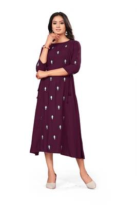 Dark-purple embroidered rayon embroidered-kurtis 1