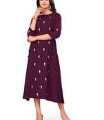 Dark-purple embroidered rayon embroidered-kurtis