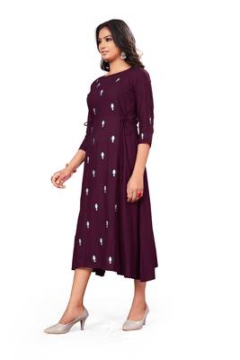Dark-purple embroidered rayon embroidered-kurtis 2