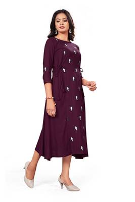 Dark-purple embroidered rayon embroidered-kurtis 3