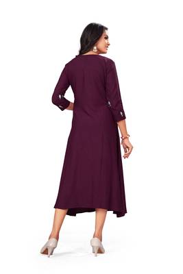 Dark-purple embroidered rayon embroidered-kurtis 4