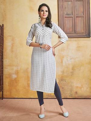 White printed rayon pakistani-kurtis 1