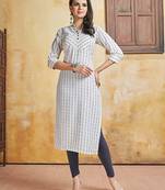 White printed rayon pakistani-kurtis