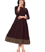 Brown embroidered rayon embroidered-kurtis
