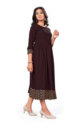 Brown embroidered rayon embroidered-kurtis 2