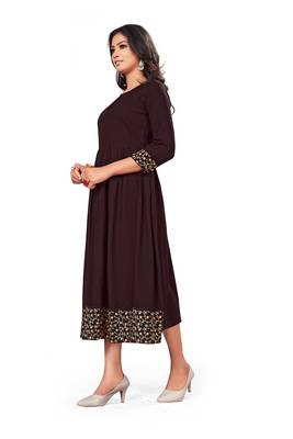 Brown embroidered rayon embroidered-kurtis 3