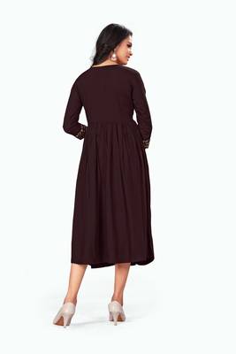 Brown embroidered rayon embroidered-kurtis 4