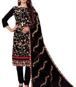 Black Cotton Embriodered Unstiched Dress Materials With Bottom And Embridoered Dupatta.