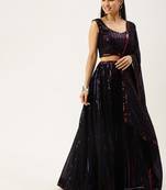 Black Embellished Sequinned Semi-Stitched Lehenga & Unstitched Blouse With Dupatta