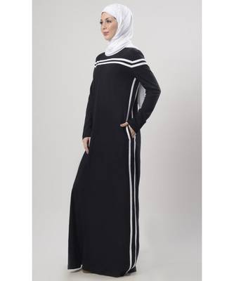 Women's Jersey stripe Abaya dress for winter wear 2