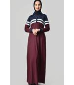 Women's Contrast colorblocked Sportswear Jersey Abaya dress Navy and Maroon