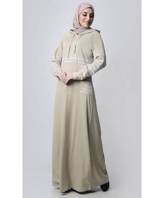 Women's Hooded Sportswear Jersey Abaya dress for Travel Sand 1