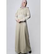 Women's Hooded Sportswear Jersey Abaya dress for Travel Sand