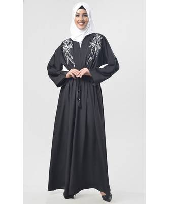 Women's Arabian style Embroidered drawstring Abaya dress 1
