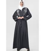 Women's Arabian style Embroidered drawstring Abaya dress