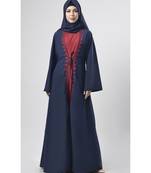 Women's Double layer embroidered drawstring Abaya dress