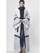 Women's Black crepe Bell sleeves laced Partywear Abaya Shrug