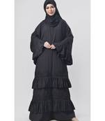 Women's Bell sleeves frilled and Lace detailing Wedding Abaya dress