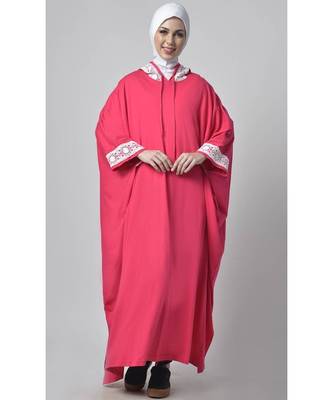Women's Laced Hooded Kaftan dress hot pink 1