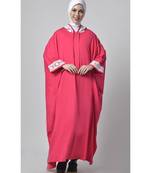 Women's Laced Hooded Kaftan dress hot pink