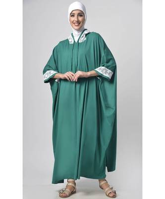Women's Laced Hooded Kaftan dress Teal 1