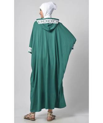 Women's Laced Hooded Kaftan dress Teal 2