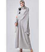 Women traditional arabian style kaftan Abaya Dress with batwing detailing For Casual wear And Prayer (Gray)
