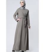 Women's flap abaya front abaya dress-Grey