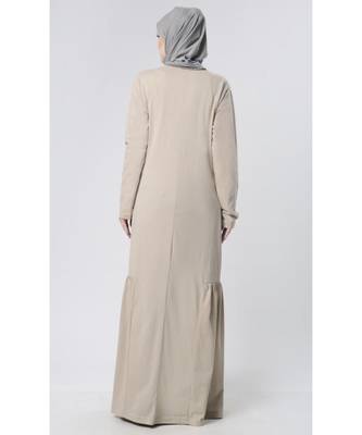 Simple knit abaya with pleated panel hem-Grey 3