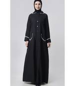 Women's everyday all over buttoned down opening outwear jacket abaya dress-Black