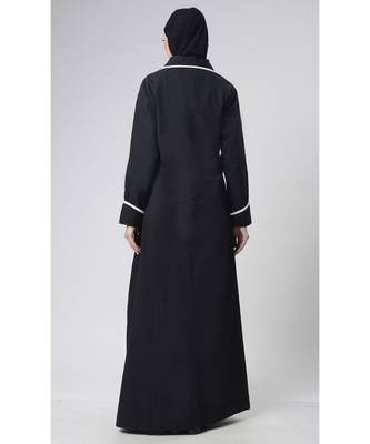 Women's everyday all over buttoned down opening outwear jacket abaya dress-Black 3