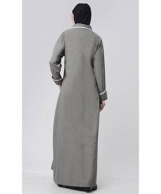 Women's everyday all over buttoned down opening outwear jacket abaya dress-Grey 3
