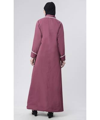 Women's everyday all over buttoned down opening outwear jacket abaya dress-Wine 3