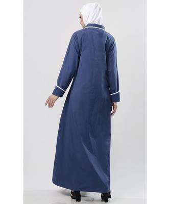 Women's everyday all over buttoned down opening outwear jacket abaya dress-Navy 3