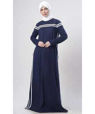 Women's Winter Jersey Straight Abaya for Everyday wear Navy Blue 1