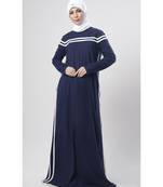 Women's Winter Jersey Straight Abaya for Everyday wear Navy Blue