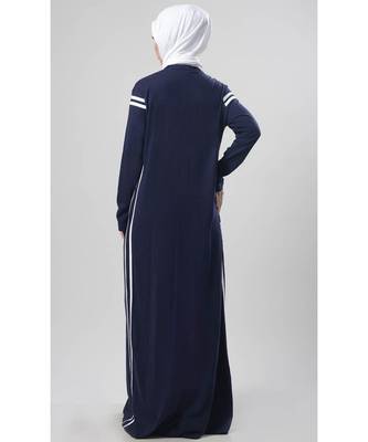 Women's Winter Jersey Straight Abaya for Everyday wear Navy Blue 3