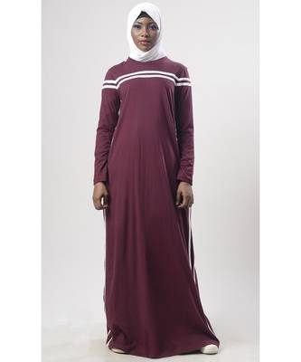 Women's Winter Jersey Straight Abaya for Everyday wear Wine 1
