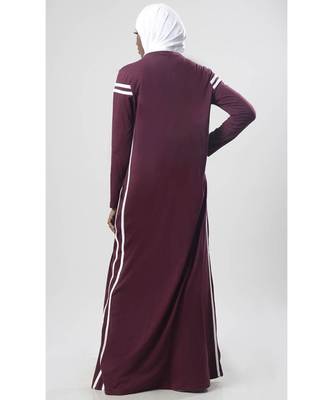 Women's Winter Jersey Straight Abaya for Everyday wear Wine 2