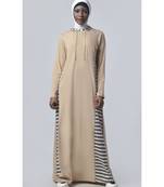 Women's Everyday Hooded Jersey Abaya Dress Sand