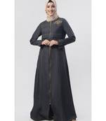 Women's Denim Jacket style Abaya dress for Winters Black