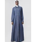 Women's Denim Jacket style Abaya dress for Winters Blue