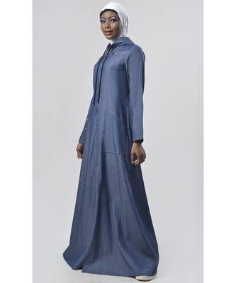 Women's Basic everyday Hoody denim Abaya for winters 2