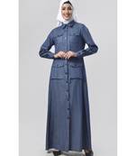 Women's Button style denim everyday Abaya for winters